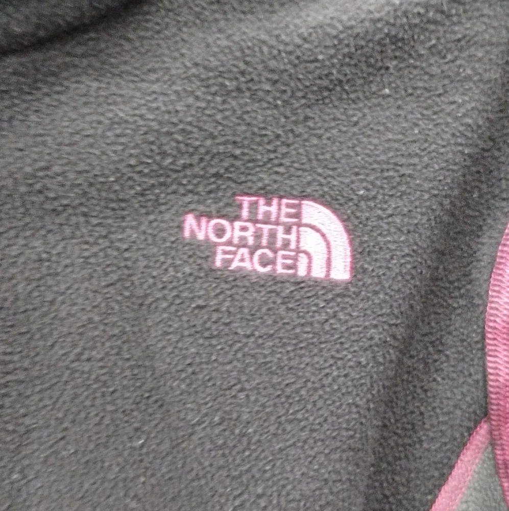 The North Face 1/4 Zip Fleece Pull Over sweater Girls L Black & Pink Lightweight - Picture 6 of 13